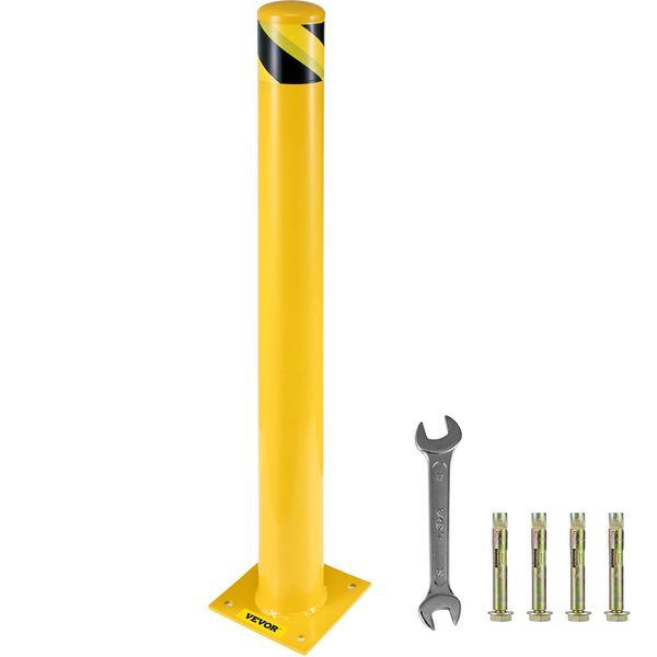 Dissuasore Di Sicurezza Vevor, 48 "X5,5"", Dissuasore Di Sicurezza A Barriera, Diametro Esterno 5-1/2"", Altezza 48"", Barriera Di Sicurezza Tubolare In Acciaio Verniciato A Polvere Gialla, Con 4 Bulloni Di Ancoraggio Liberi, Per Aree Sensibili Al Traffico"-image