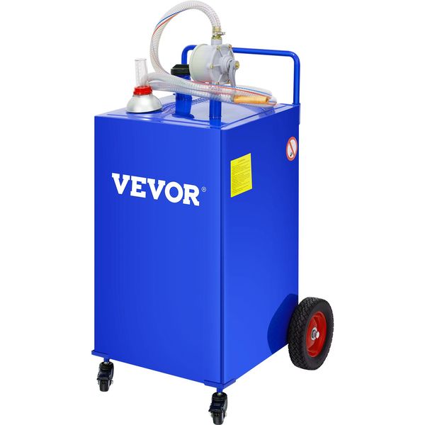 Vevor Serbatoio Di Carburante Da 30 Galloni, Serbatoio Di Stoccaggio Del Gas E 4 Ruote, Con Pompa Di Trasferimento Manuale, Serbatoio Di Carburante Benzina-Diesel Per Auto, Tosaerba, Fuoristrada, Barche, Ecc, Blu-image