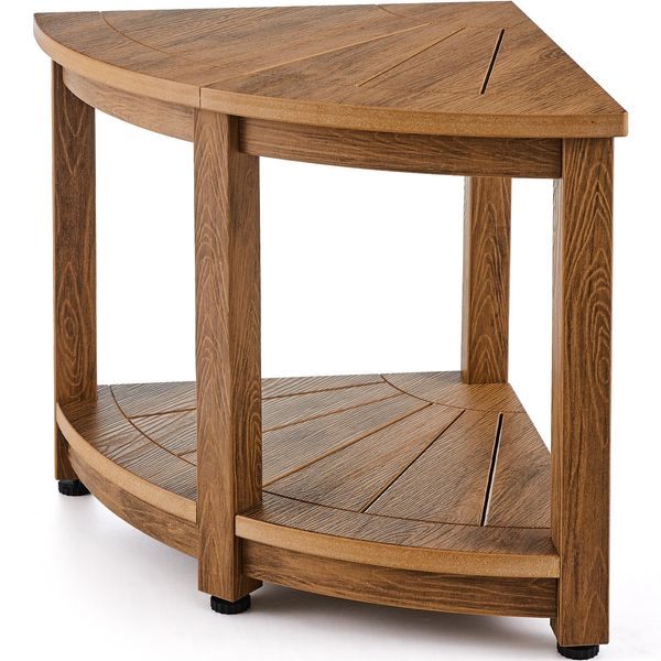 Panca Da Doccia Angolare Vevor Panca Da Doccia Angolare, Altezza 47 Cm, Polistirolo Con Venature Del Legno, Portata 159 Kg, Sgabello Da Doccia Per Bagno Con Ripiano, Sgabello Da Doccia Per Docce Interne Ed Esterne, Per Bagni, Soggiorni-image
