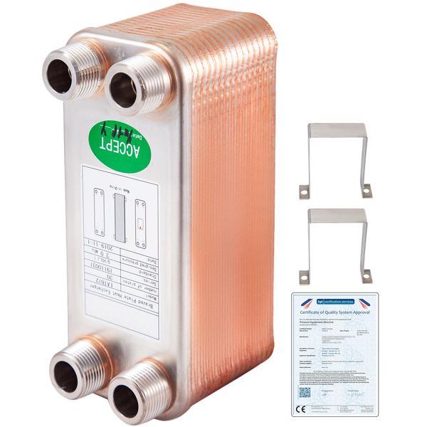 Vevor EATB12 Scambiatore Di Calore A Piastre Scambiatore Di Calore A Piastre 30 Scambiatore Di Calore A Piastre Acciaio Inox 316L Scambiatore Di Calore Riscaldamento-image