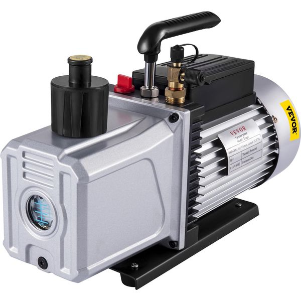 Pompa Per Vuoto Vevor 12CFM Pompa Per Vuoto 1HP 0,3 Pa Pompa Per Vuoto Altamente Efficiente Ideale Per La Climatizzazione Domestica, La Manutenzione Dei Veicoli, Il Confezionamento Sottovuoto-image