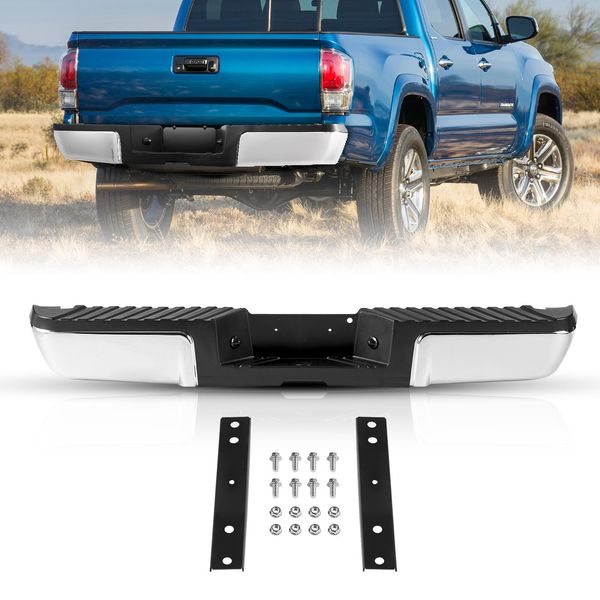 Paraurti Posteriore Vevor, Compatibile Con 2008-2016-Ford F250/Ford F350 Super Duty, Paraurti Posteriore In Acciaio Cromato, Montaggio Del Paraurti Posteriore Di Ricambio Con Luce Targa E Gradino Di Protezione-image