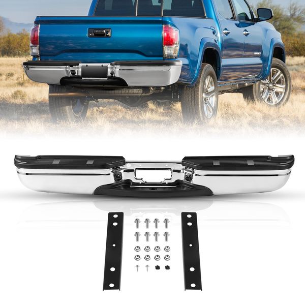 Paraurti Posteriore Vevor, Compatibile Con 1999-2007-Ford F250/Ford F350 Super Duty, Paraurti Posteriore In Acciaio Cromato, Montaggio Del Paraurti Posteriore Di Ricambio Con Luce Targa E Pedana, Per FO1101141-image
