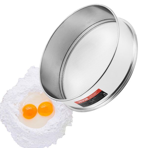 Vevor Setaccio Per Farina A Maglia Fine, Setaccio Per Farina A 10 Maglie, Setaccio A Maglia Fine In Acciaio Inox 304 Per Alimenti, Setaccio A Maglia Fine Da 12,6 Pollici Di Diametro Per La Cottura, 5 Dimensioni Di Maglia-image