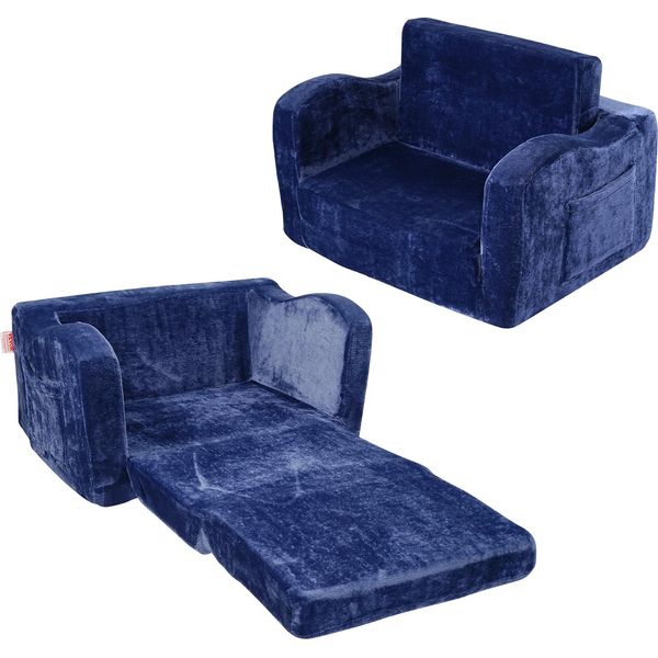 Vevor Divano Per Bambini 2 In 1 Trasformabile Da Divano Per Bambini A Poltrona Reclinabile, Poltrona Divano Per Bambini Pieghevole, Poltrona Letto Per Bambini, Divano Gioco Per Bambini Pieghevole, Divano Per Bambini Blu 104 X 58 X 32 Cm-image
