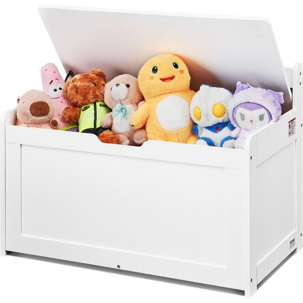 Panca Per Bambini Vevor Panca Portagiochi, Panca Con Vano Portaoggetti Scatola Portagiochi Per Bambini, Portagiochi, Scatola Portagiochi Con Coperchio Incernierato E Schienale, 830 X 455 X 609 Mm Bianco-image