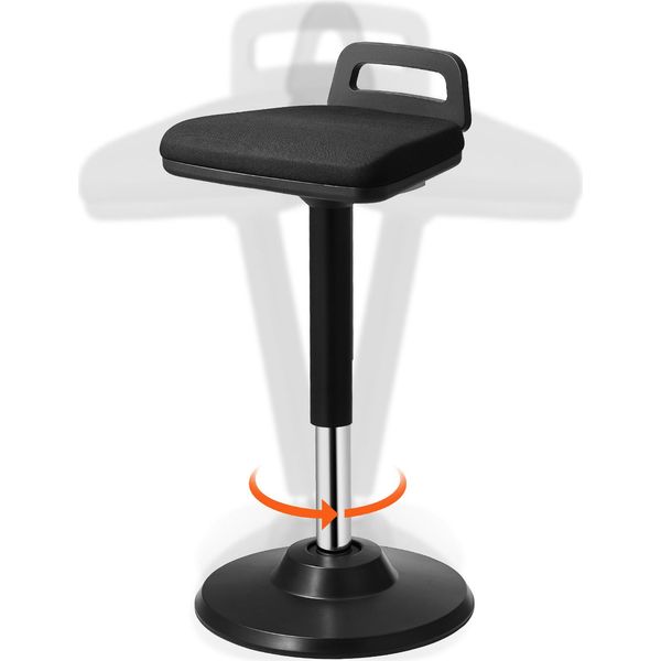 Sedia Attiva Vevor Con Maniglia, Regolabile In Altezza (24,6-34,4 Pollici), Sedia Oscillante In Tessuto Elastico E Schiuma Da 45 Mm, Ideale Per Scuole, Uffici E Case, Angolo Di Inclinazione Di 8°, Età 12-18 Anni, Nero-image