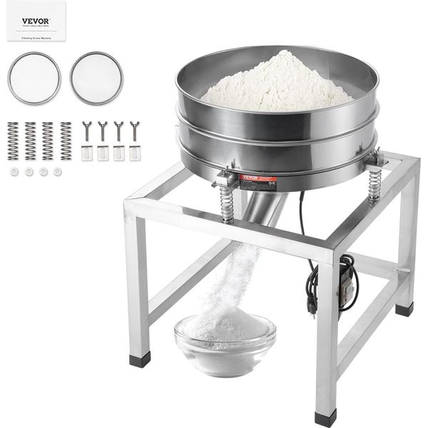 Setacciatore Vevor, Setaccio Elettrico Per Farina, Setaccio Vibrante, Setaccio Automatico Per La Setacciatura 40 + 100 Maglie, Setaccio Per Polveri Da 25 W Setaccio Vibrante Per Farina, Fagioli Mung, Riso, Argento, Ecc-image