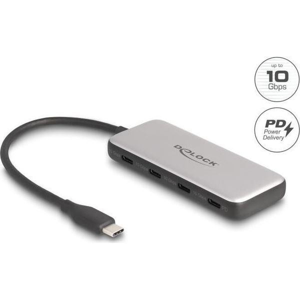 Delock 64261 Hub Di Interfaccia Usb 3.2 Gen 1 (3.1 Gen 1) Type-C 10000 Mbit/S Nero-image