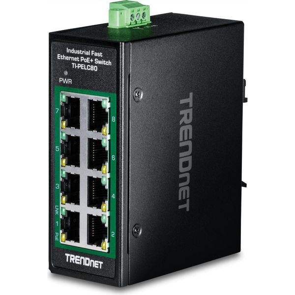Trendnet TI-PELC80 Trendnet 8-Port Industrial Fast Ethern. Poe+ Din-Rail Switch-image