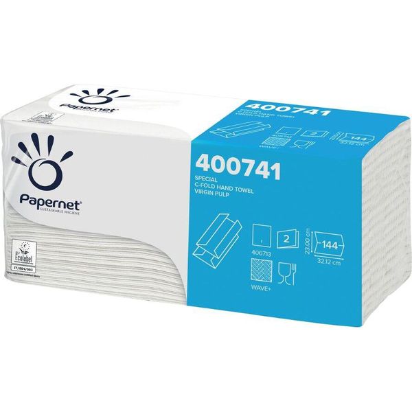 Papernet 400741 Carta Asciugamani Piegata A C 2-Lg Cellulosa 23X32 Cm | Confezione (144 Fogli)-image