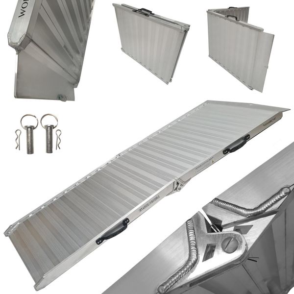 Worhan® Rampa Di Carico Alluminio Rampa Pieghevole Per Carichi Pesanti Antiscivolo Per Moto 205Cm (400Kg) HR7-image