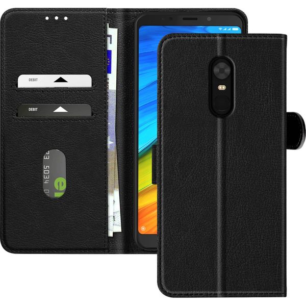 Avizar, Custodia In Pelle Finta Con Funzione Di Supporto Per Xiaomi Redmi 5 Plus, Nero-image