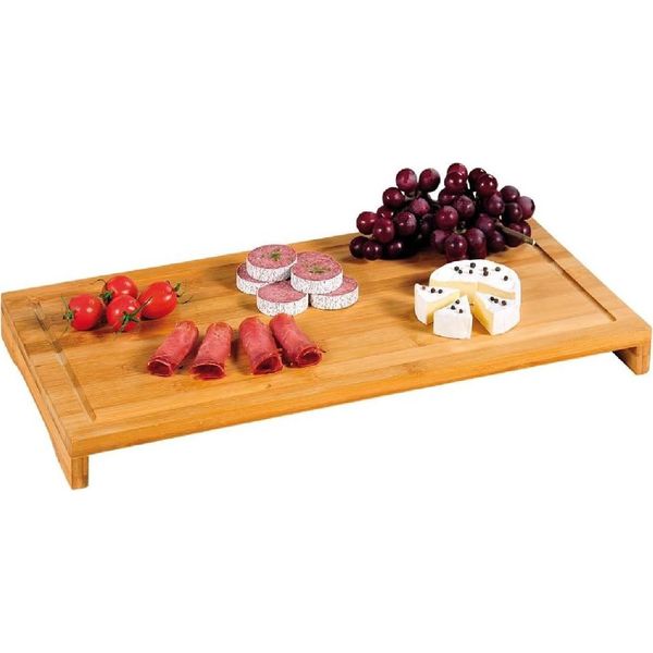 Kesper Piastra Di Copertura In Bambù - 54 X 28 X 4,3 Cm - Tagliere E Piastra Di Copertura Con Scanalatura Per Il Succo - Ideale Per Piani Di Cottura In Ceramica E A Induzione - 5859013-image