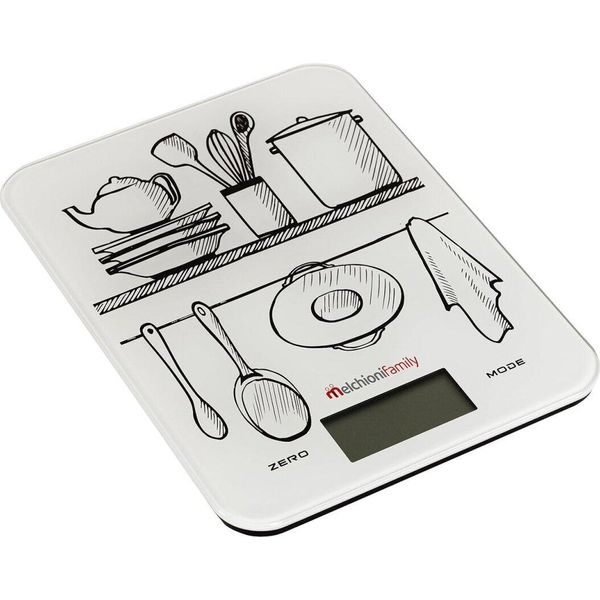 Melchioni Glass Bianco Superficie Piana Rettangolo Bilancia Da Cucina Elettronica-image