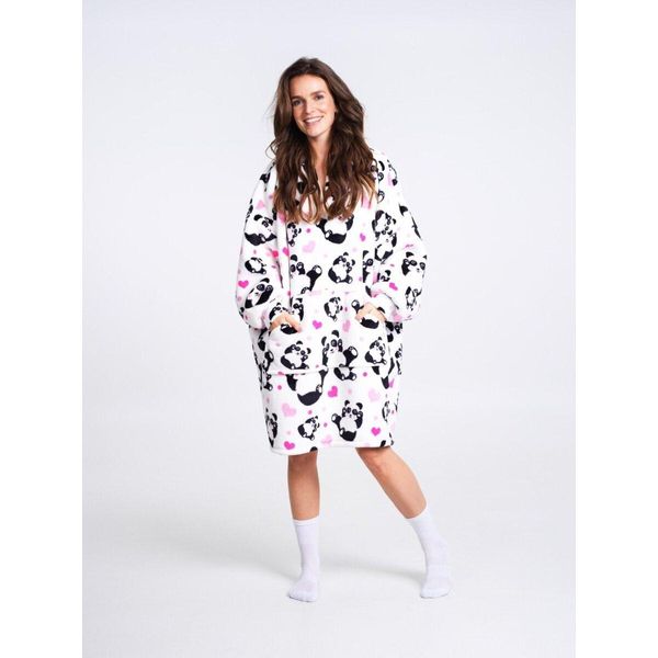 Coperta Con Cappuccio Noxxiez Xl Design Panda 100% Poliestere Extra Large Xl-image