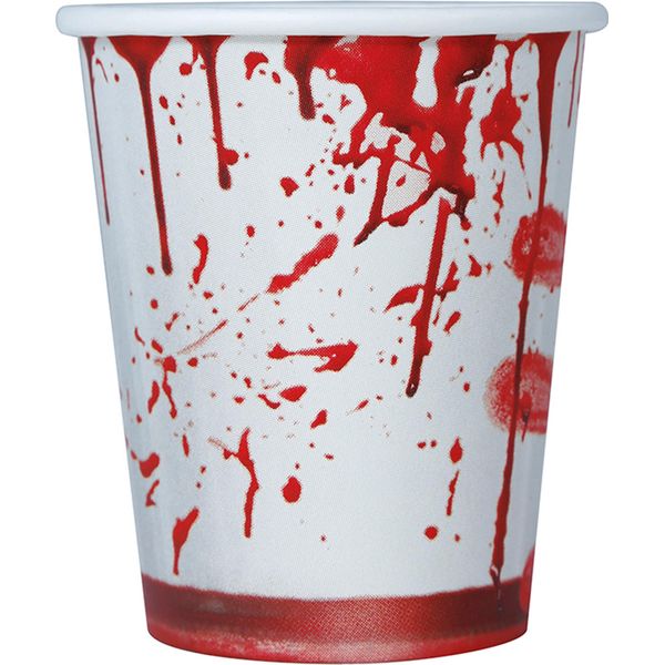 Bloody Cup Horror Bicchiere Di Carta 6 Pezzi Rosso-Bianco 266Ml - Taglia Unica-image