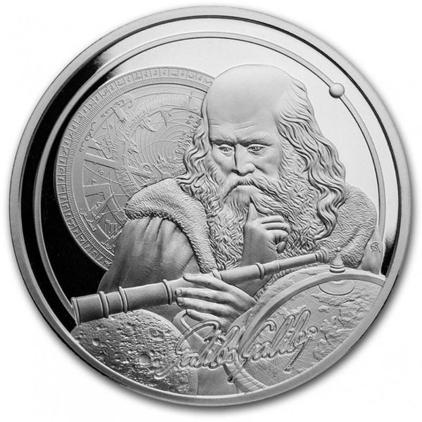 Moneta Da Collezione Da 1 Oz Galileo Galilei - Inspiring Icons 2021 Niue In Argento 9999-image