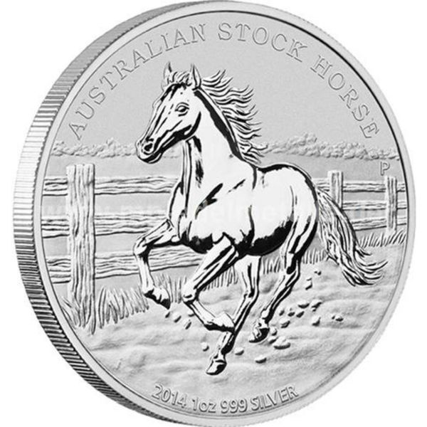 Moneta D'argento Da 1 Oz Australia Stock Horse 2014 D'argento 999 Da Collezione-image