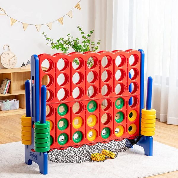 Costway Enorme Set Di Gioco 4-In-A-Row Con 42 Anelli Jumbo E Cursore Per Il Riavvio Rapido, Gioco 4-In-A-Row Grande-image