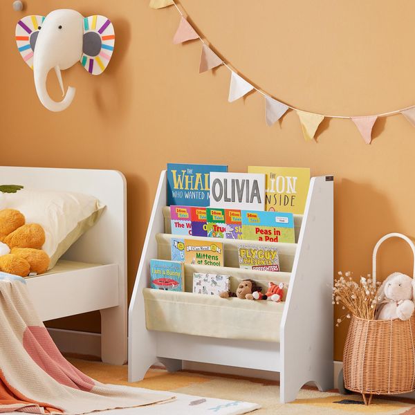 Sobuy Libreria Per Bambini Con Spazio Di Archiviazione Libreria Portariviste Scaffale Per Bambini Scaffale Per Camera Dei Bambini Mobili Per Asilo Scaffale Per Giocattoli FRG225-W-image