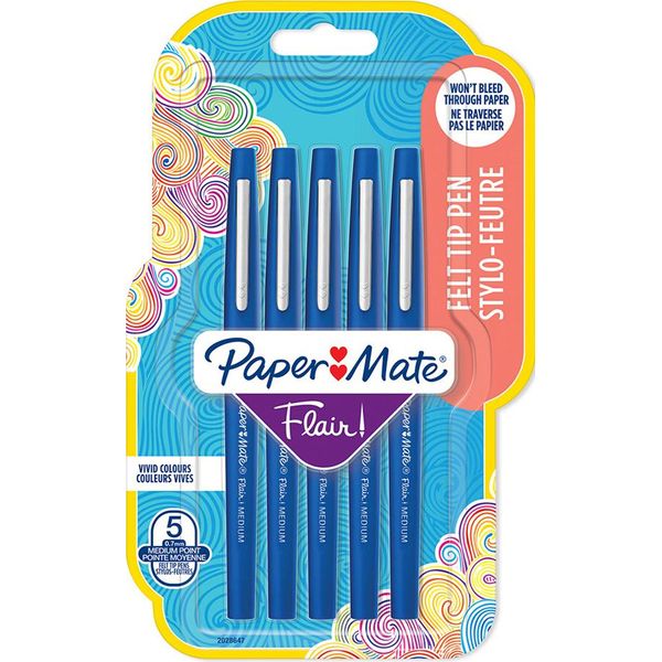 Papermate 2028647 Paper Mate Faserschreiber Flair 5Er M 0.7 Mm Blister-image
