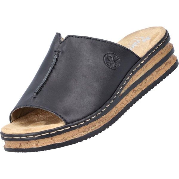 Rieker Donna Muli Zoccoli Con Zeppa 629M9-00, Taglia:42 Eu, Colore:Nero-image