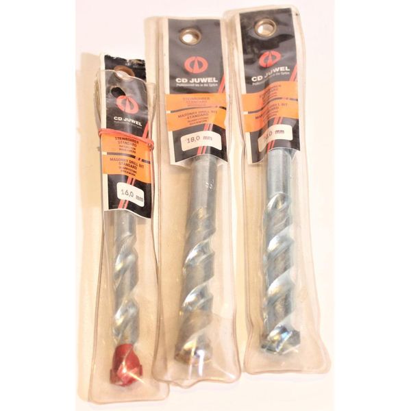Cd Juwel Set Di Punte Da Trapano Per Muratura - 3 Pezzi 16 18 20 Mm Set Di Punte Da Trapano Per Muratura Punta Da Trapano A Percussione-image