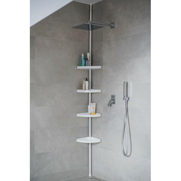 Scaffale Da Bagno Scaffale Telescopico 3 Ripiani Bianco 70-250 Cm Scaffale Angolare Scaffale Da Doccia Scaffale Da Doccia-image