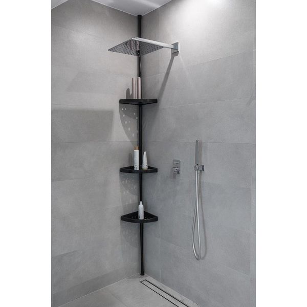 Scaffale Da Bagno Scaffale Telescopico 4 Ripiani Nero 70-290 Cm Scaffale Angolare Scaffale Da Doccia Scaffale Da Doccia-image