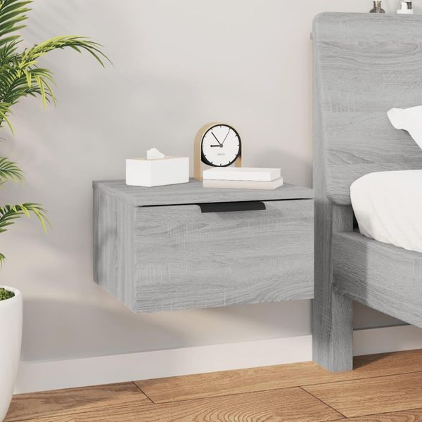 The Living Store Comodino A Parete Grey Sonoma 34X30X20 Cm-image