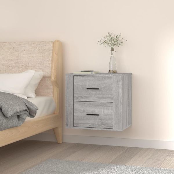 The Living Store Comodino A Parete Grey Sonoma 50X36X47 Cm-image