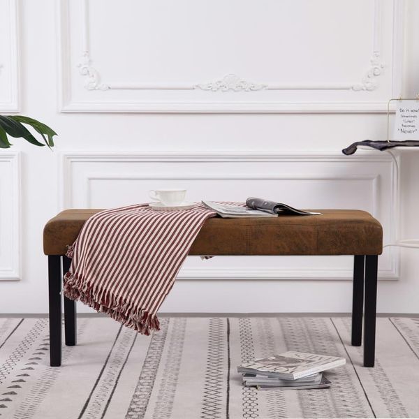 The Living Store Panca 106 Cm Look Scamosciato Marrone-image