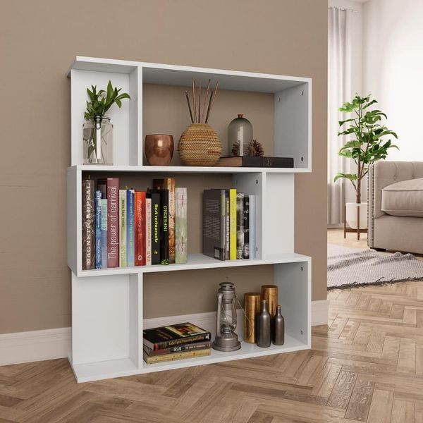 The Living Store Libreria/Divisorio Bianco 80X24X96 Cm In Materiale Ligneo-image