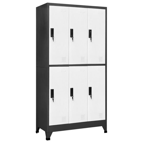 The Living Store Armadietto Antracite E Bianco 90X45X180 Cm In Acciaio-image