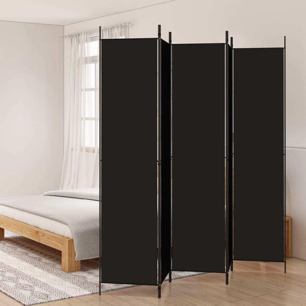 Vidaxl 5 Pezzi Schermo Nero 250X220 Cm Tessuto - Divisorio - Schermo - Divisorio - Parete Divisoria-image