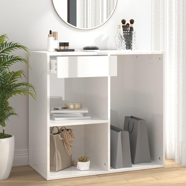 The Living Store Armadio Per Cosmetici Bianco Lucido 80X40X75 Cm Materiale A Base Di Legno-image
