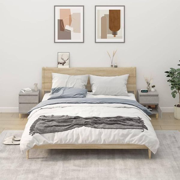 The Living Store Comodini 2 Pz. Grigio Cemento 40X35X50 Cm-image