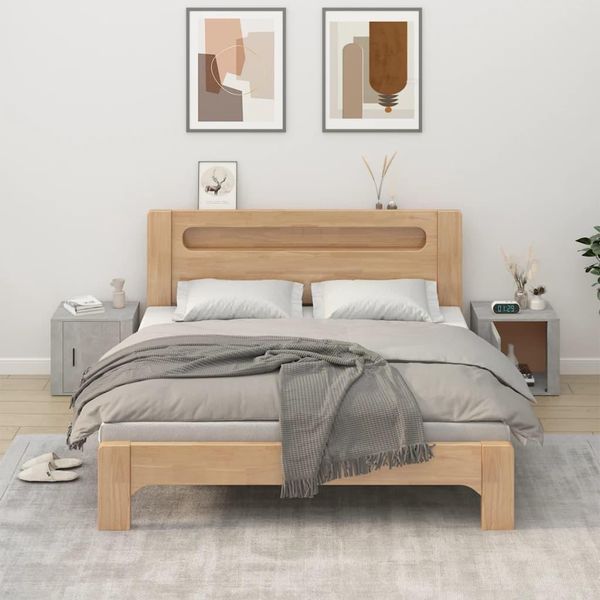 The Living Store Comodini 2 Pz. Grigio Cemento 50X39X47 Cm-image