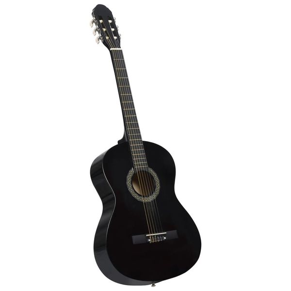 The Living Store Chitarra Classica Per Principianti Nera 4/4 39" In Legno Di Limo"-image