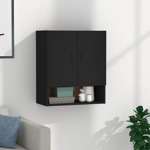 The Living Store Armadio A Muro Nero 60X31X70 Cm Materiale Legno-image