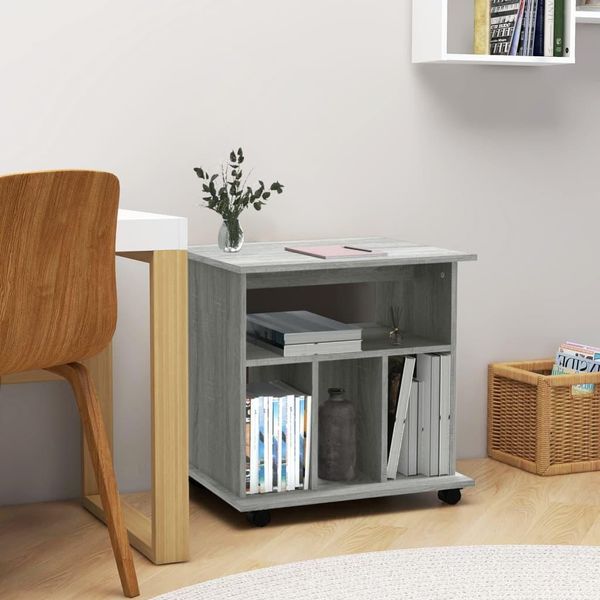 The Living Store Armadio A Rotelle Grigio Sonoma 60X45X60 Cm Materiale In Legno-image