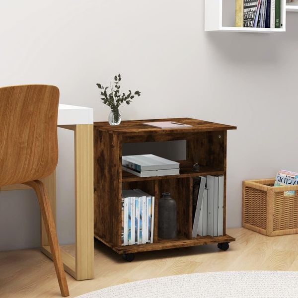 The Living Store Armadio A Rotelle Rovere Fumé 60X45X60 Cm Materiale Legno-image