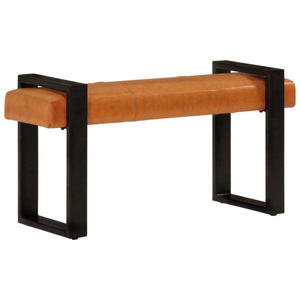 The Living Store Panca Nera E Marrone 110 Cm In Vera Pelle Di Capra-image