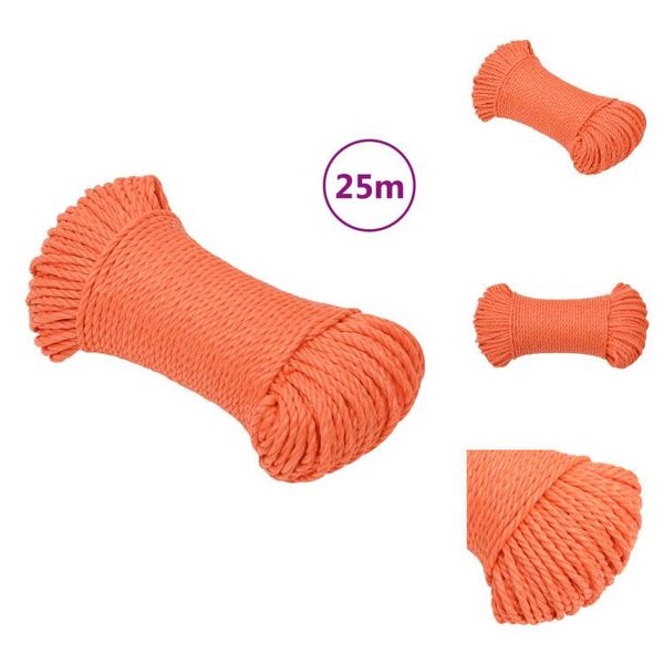 Vidaxl Corda Da Lavoro Arancione 6 Mm 25 M Polipropilene - Corde-image