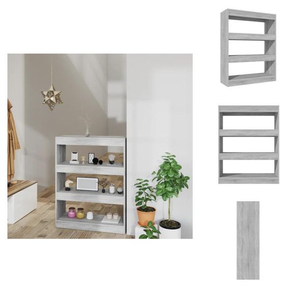 Vidaxl Libreria/Divisorio Grigio Sonoma 80X30X103 Cm Materiale A Base Di Legno - Librerie E Librerie-image