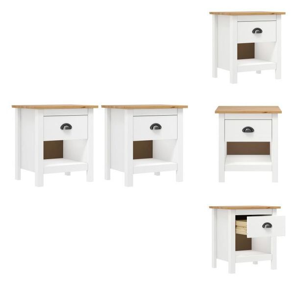 Vidaxl Comodini 2 Pz. Hill 46X35X49,5 Cm In Pino Massiccio - Comodini-image