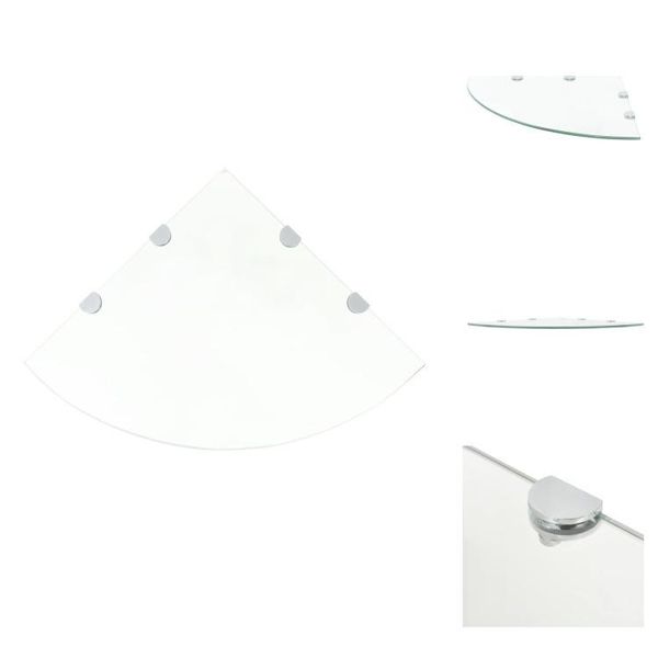 Vidaxl Mensola Ad Angolo Con Staffe Cromate In Vetro Trasparente 45 X 45 Cm - Mensole A Muro-image