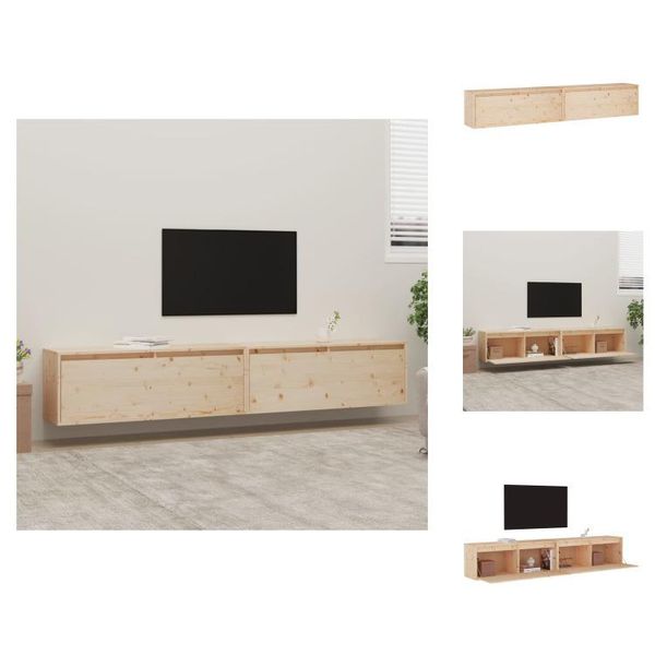 Vidaxl Armadi A Muro 2 Pezzi 100X30X35 Cm In Legno Di Pino Massiccio - Mensole A Muro-image