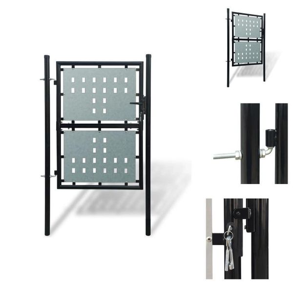 Vidaxl Cancello Di Recinzione (Cancello Singolo) Nero 100X200 Cm - Cancelli Da Giardino-image
